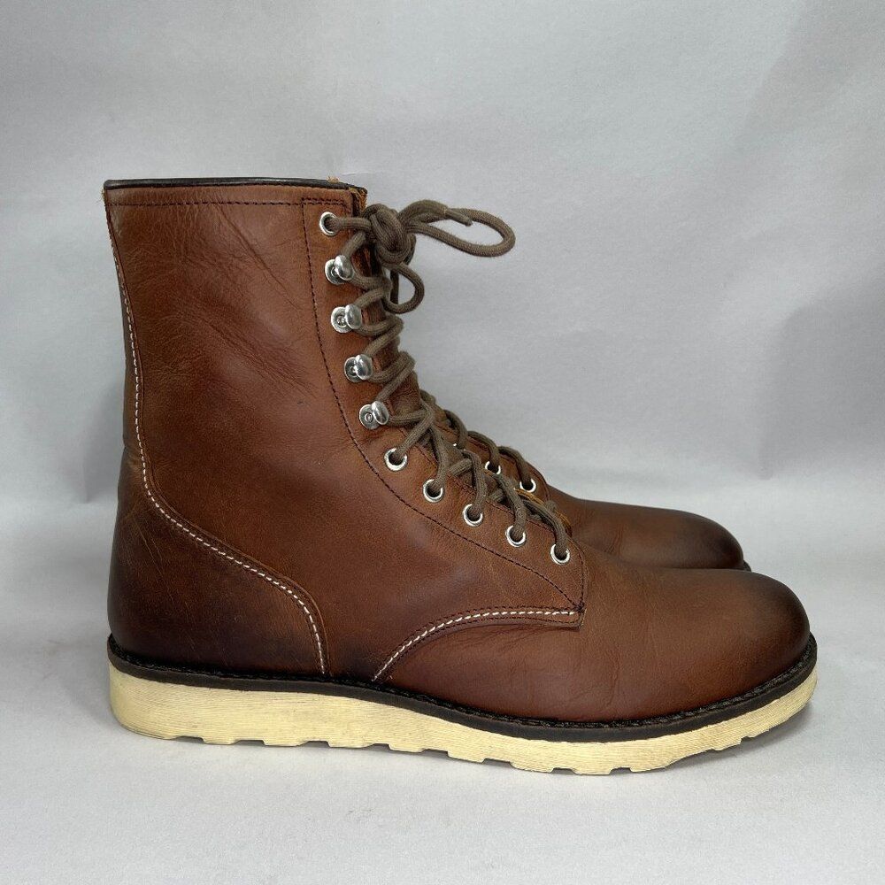 Jeffrey Tyler Drill Boots Men's Size 11 Brown Leather Moto Combat Lace Up Boots